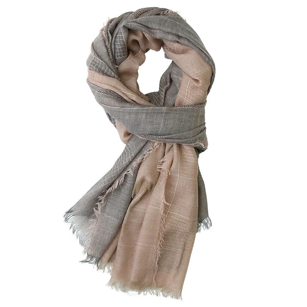 Men's Winter Dual-color Patchwork Plaid Tassel Large Size Scarf by GJG Denim