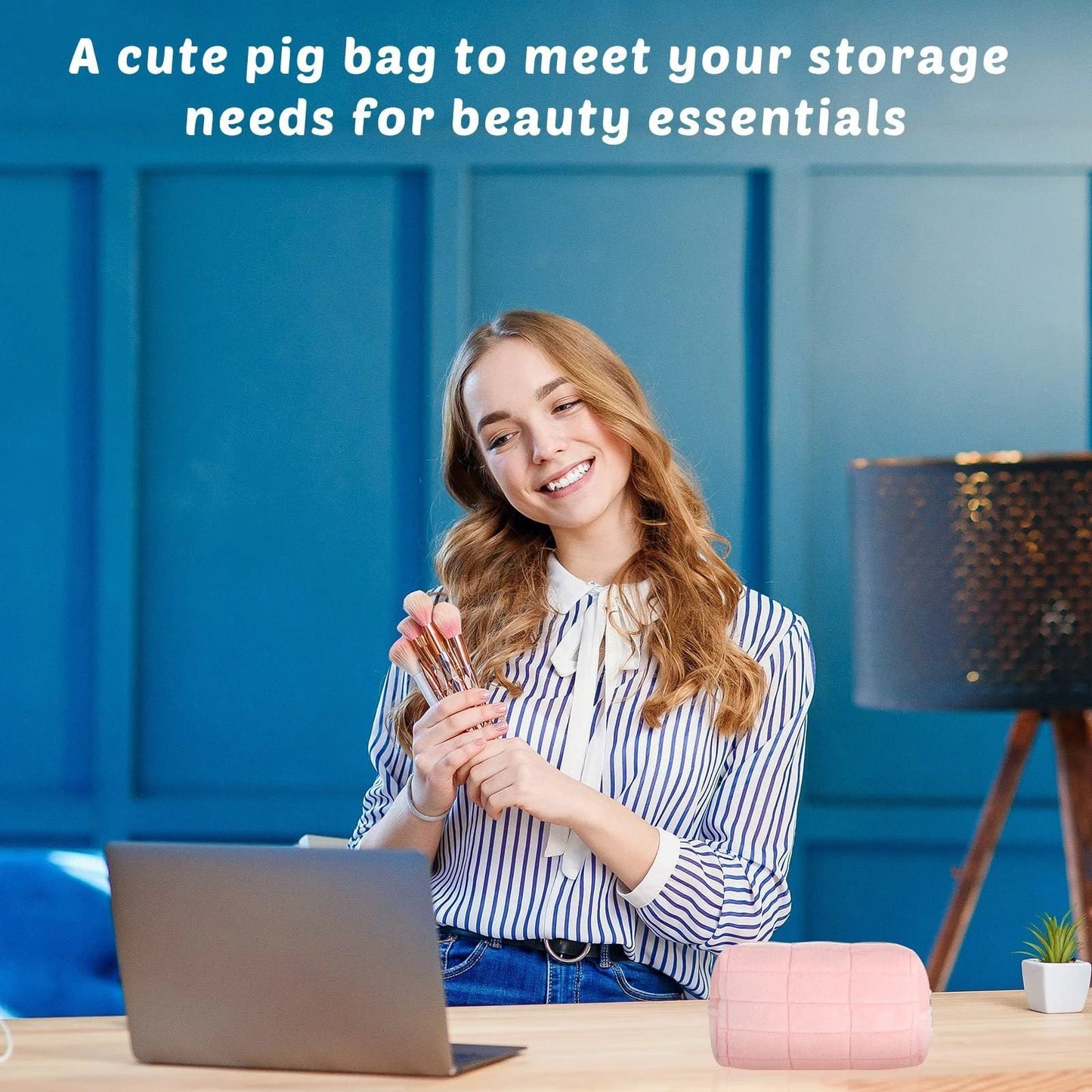 Plush Makeup Bag Checkered Cosmetic Bag Cosmetic Travel Bag Large Zipper Travel Toiletry Bag Portable Multi Functional Capacity Bag Cute Makeup Brushes Storage Bag For Women by GJG Denim