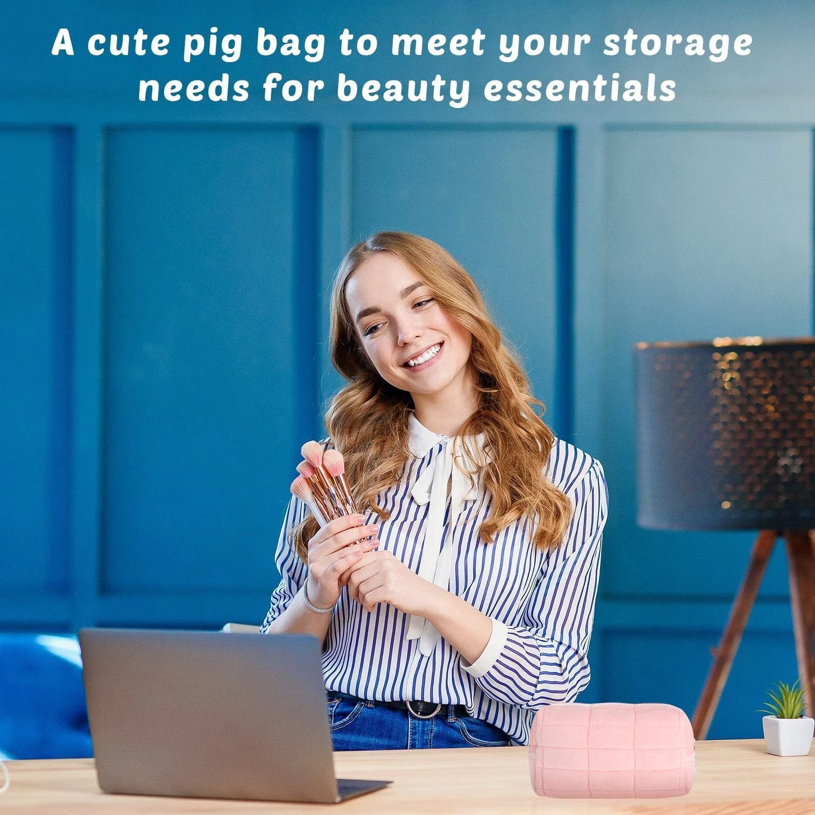 Plush Makeup Bag Checkered Cosmetic Bag Cosmetic Travel Bag Large Zipper Travel Toiletry Bag Portable Multi Functional Capacity Bag Cute Makeup Brushes Storage Bag For Women by GJG Denim