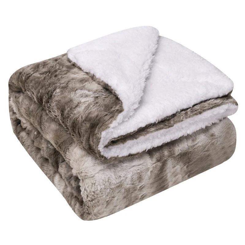 Thickened Flannel Lamb Wool Composite Double Leisure Blanket by GJG Denim