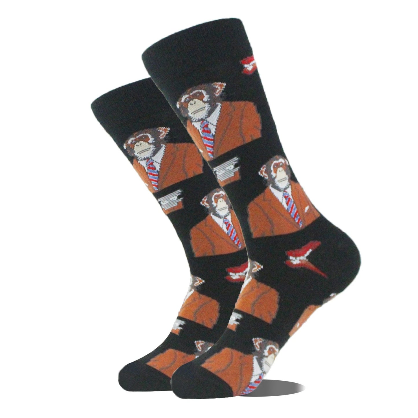 Men's Cartoon Animal Retro Oil Painting Mid-calf Socks by GJG Denim
