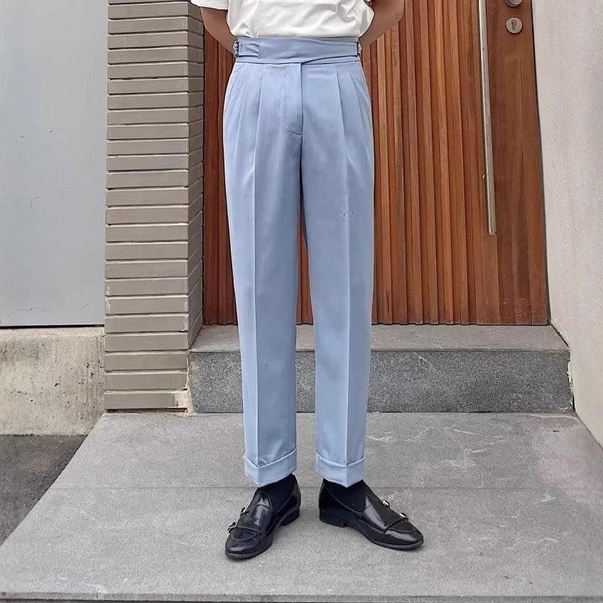 Men's Retro Business Casual Paris Buckle Pants by GJG Denim