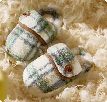 Indoor Home Silent Thick Warm Fur Shoes For Children by GJG Denim