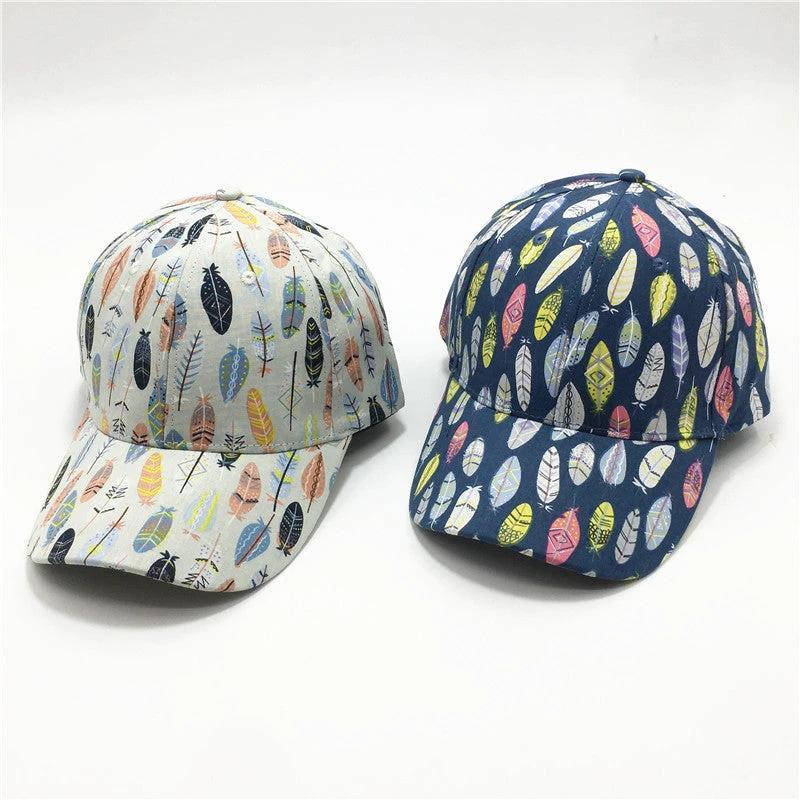 Women's Fashion Leaf Print Baseball Cap by GJG Denim