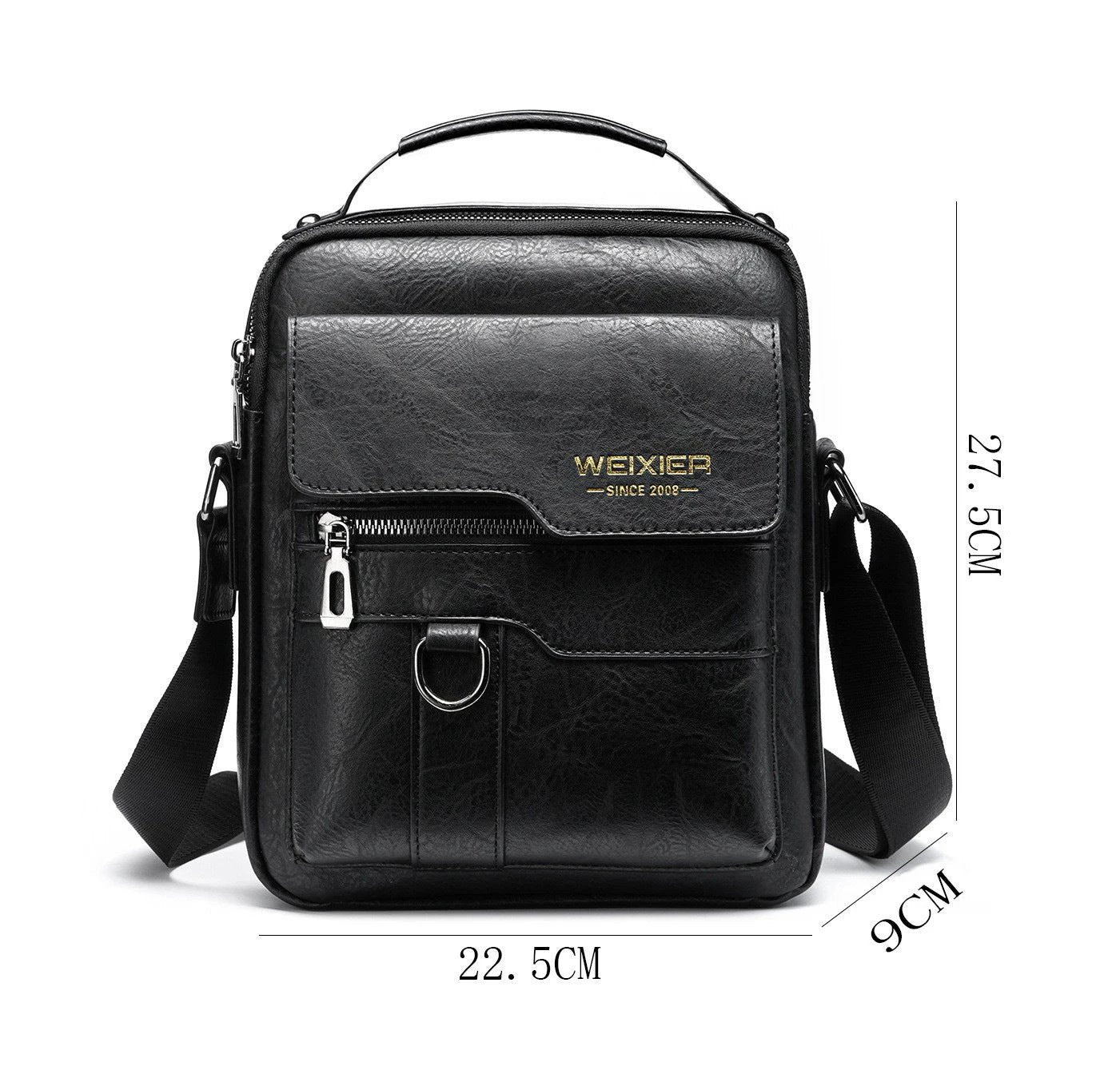 Men's Messenger Bag One Shoulder Retro Business Backpack PU Leather Flaps Crossbody by GJG Denim