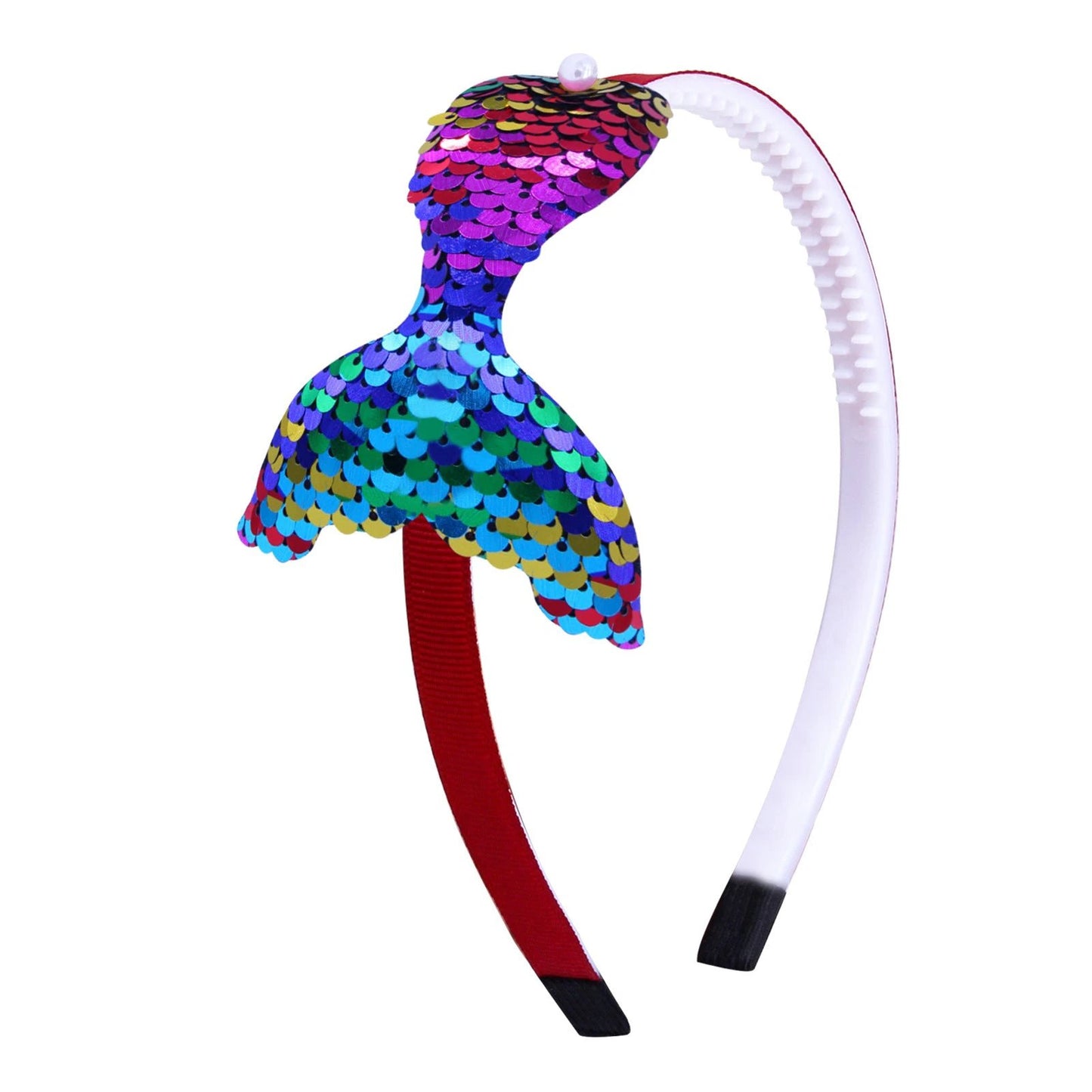 Sequined Hair Accessories Mermaid Tail Flip Fish Scale Pearl Headband Non-slip Manual Hairpin by GJG Denim
