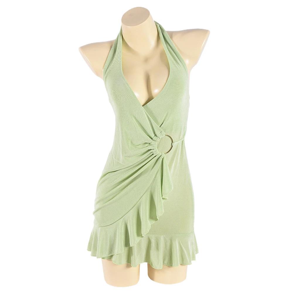 Women's Hollow Exposed Neck Bandeau Sexy Gloss Stretch Dress by GJG Denim