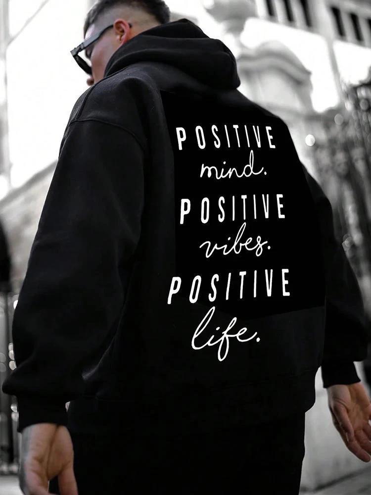 Men's Letter Print Hooded Sweater by GJG Denim