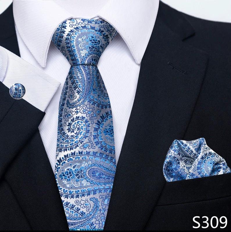 Men's Creative All-match Business Formal Wear Tie Scarf Cufflink Set by GJG Denim