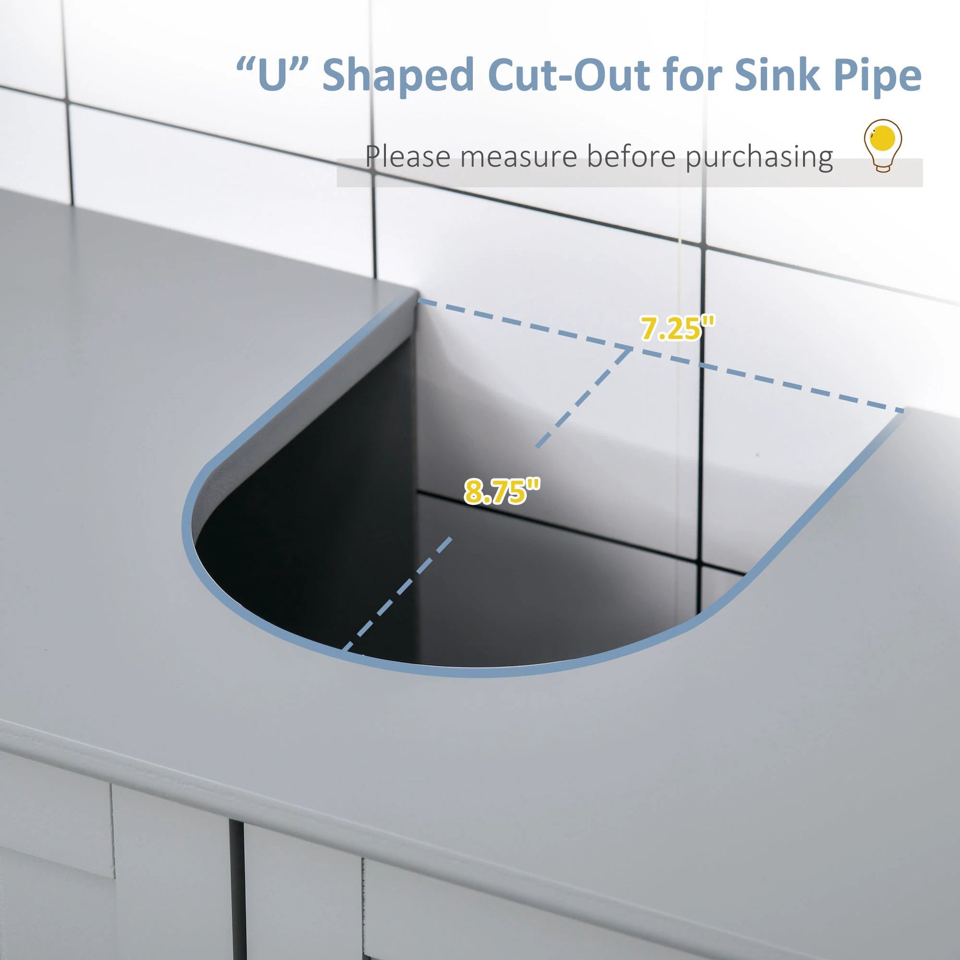 Bathroom Vanities, Bathroom Sink Cabinets with U-Shape Cut-Out and Adjustable Internal Shelf, Gray by GJG Denim