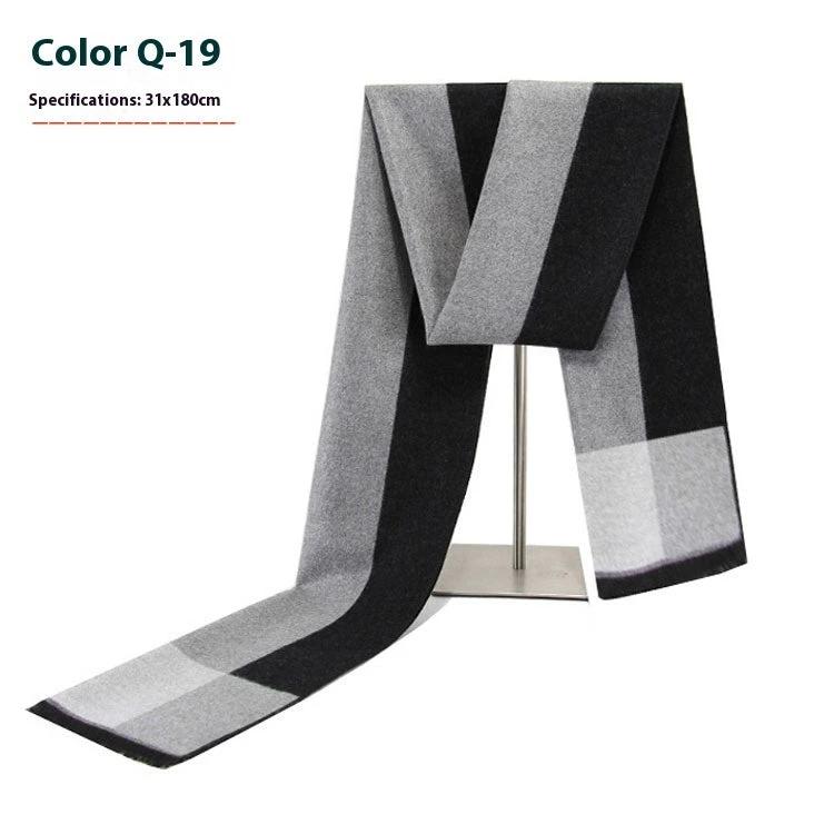 Men's Warm Cashmere-like Striped Scarf by GJG Denim