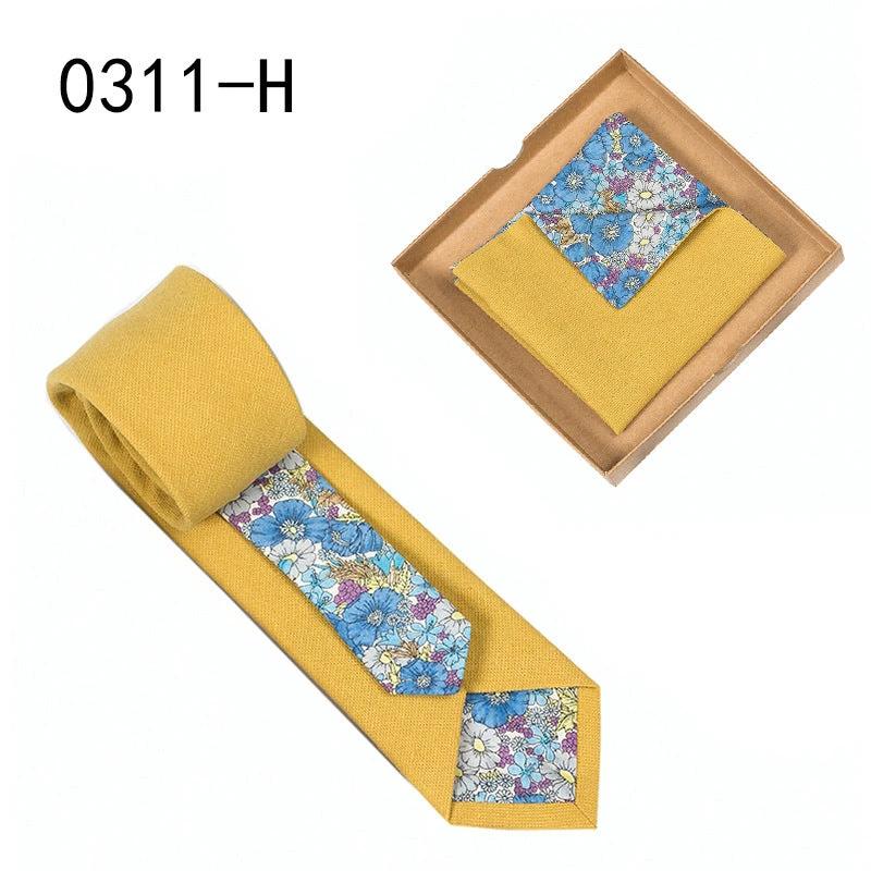 Men's Floral Print Tie and Pocket Square by GJG Denim