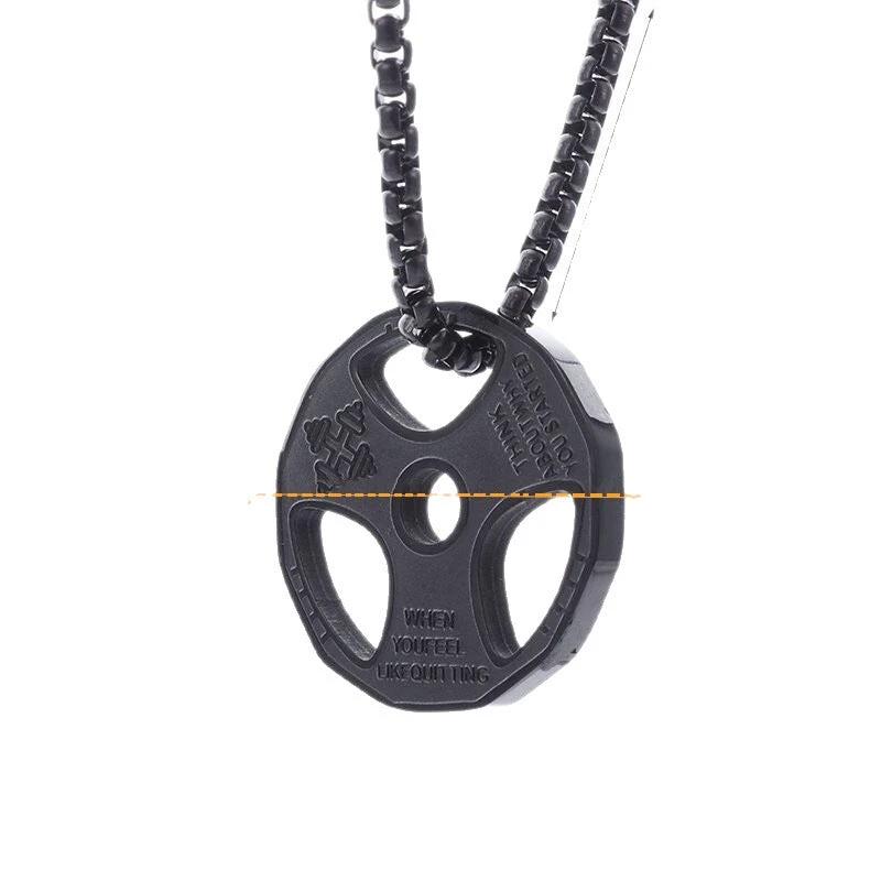 Fitness Dumbbell Plate Necklace For Men by GJG Denim