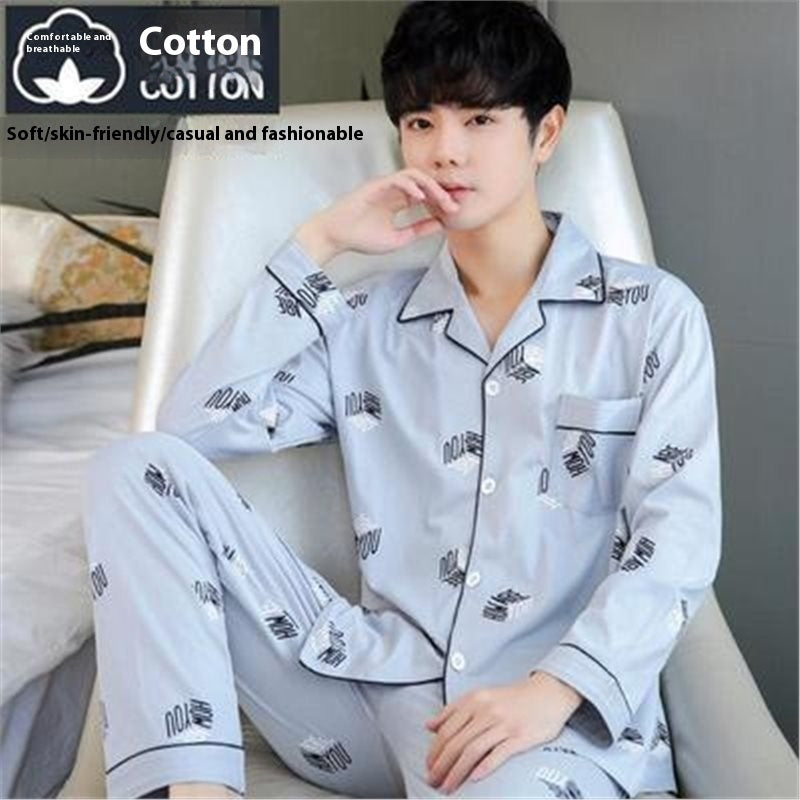 Men's Cotton Long-sleeved Pajamas by GJG Denim