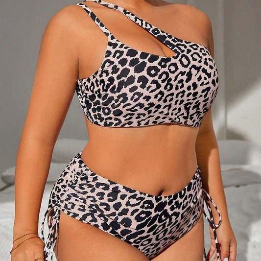 Swimsuit Leopard Print Fashion Plus Size Bikini Swimsuit by GJG Denim
