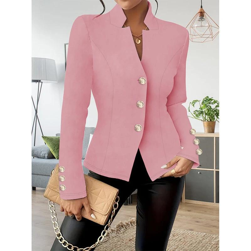 Women Casual Blazers Long Sleeve Business Outerwear Slim Fitting Single Breasted Jacket by GJG Denim