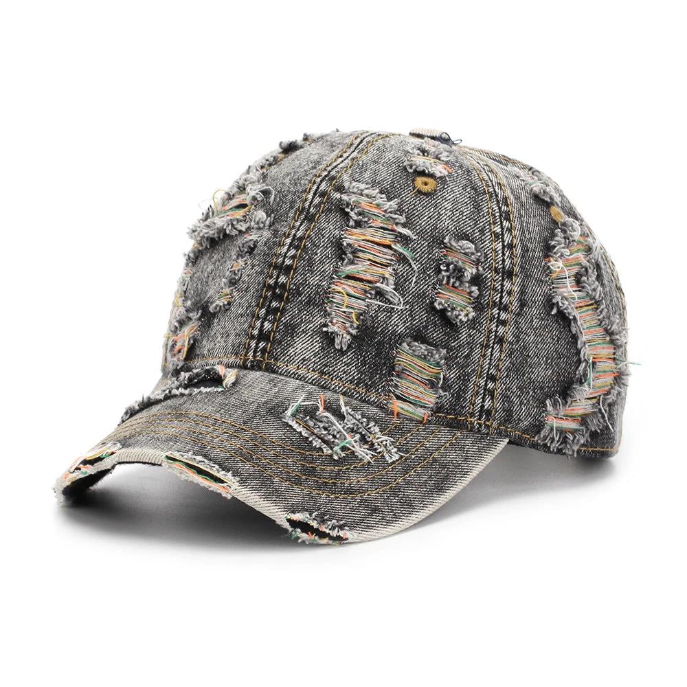 Ripped-line Letter Sun Hat Casual And Versatile by GJG Denim