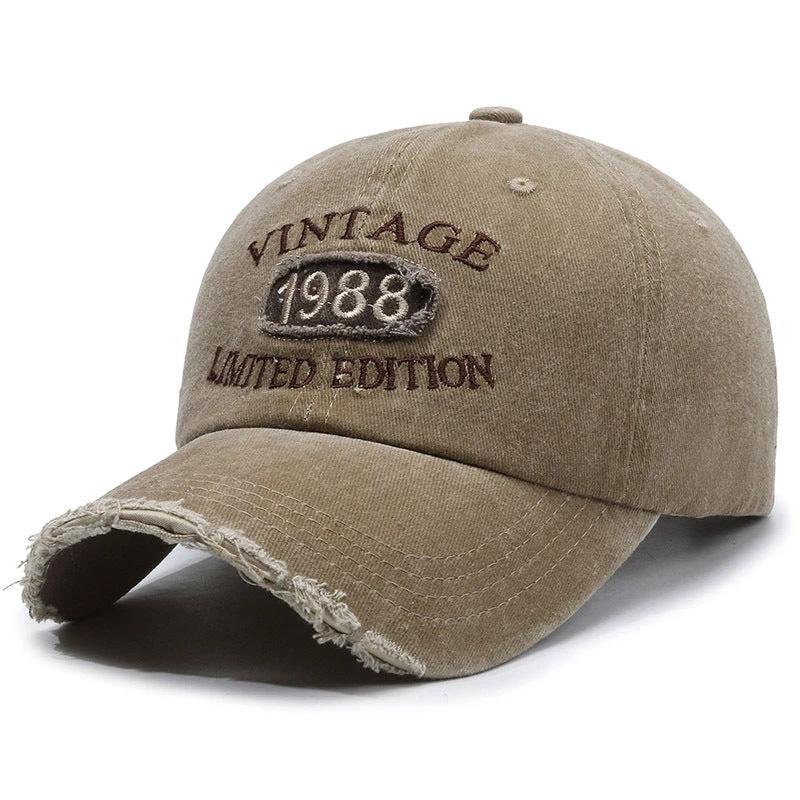 Men's Retro Old Ripped Letter Embroidered Baseball Cap by GJG Denim