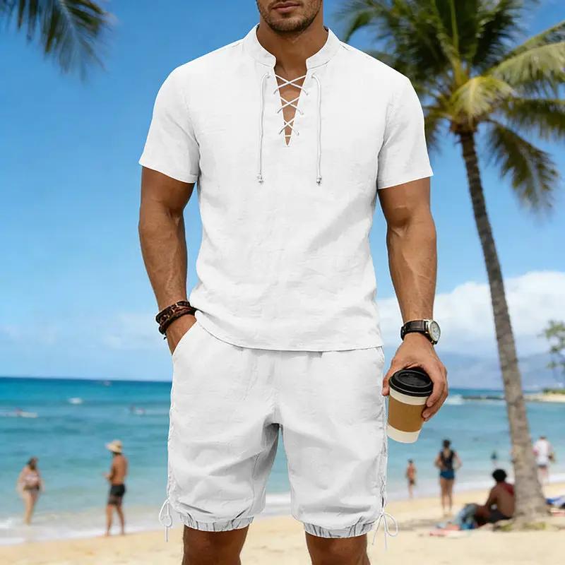 Men's Short-Sleeve Shorts Set by GJG Denim