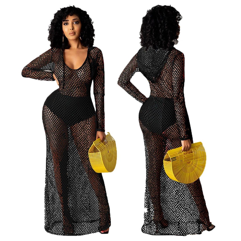 Hollowed Cover Long Skirt Bikini Swimwear Cover-up by GJG Denim