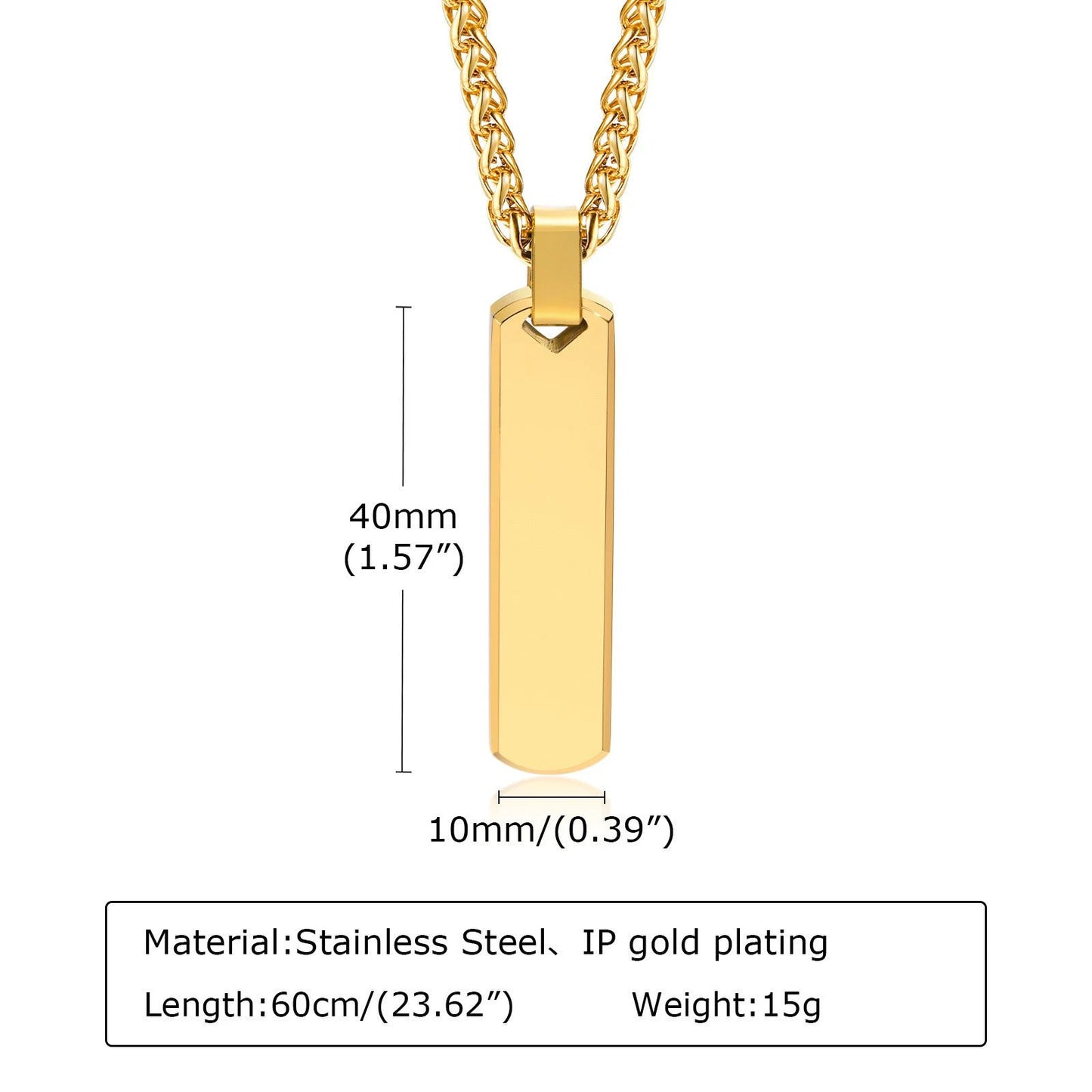 Stainless Steel Three-dimensional Rectangular Geometric Necklace For Men by GJG Denim