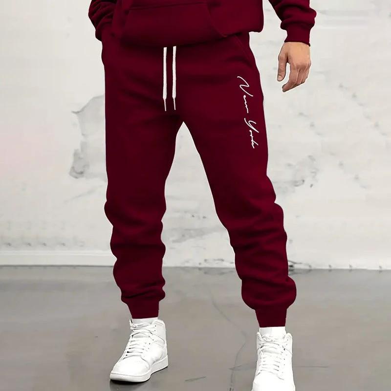 Men's Casual Sports Letter Printed Tapered Sweatpants by GJG Denim