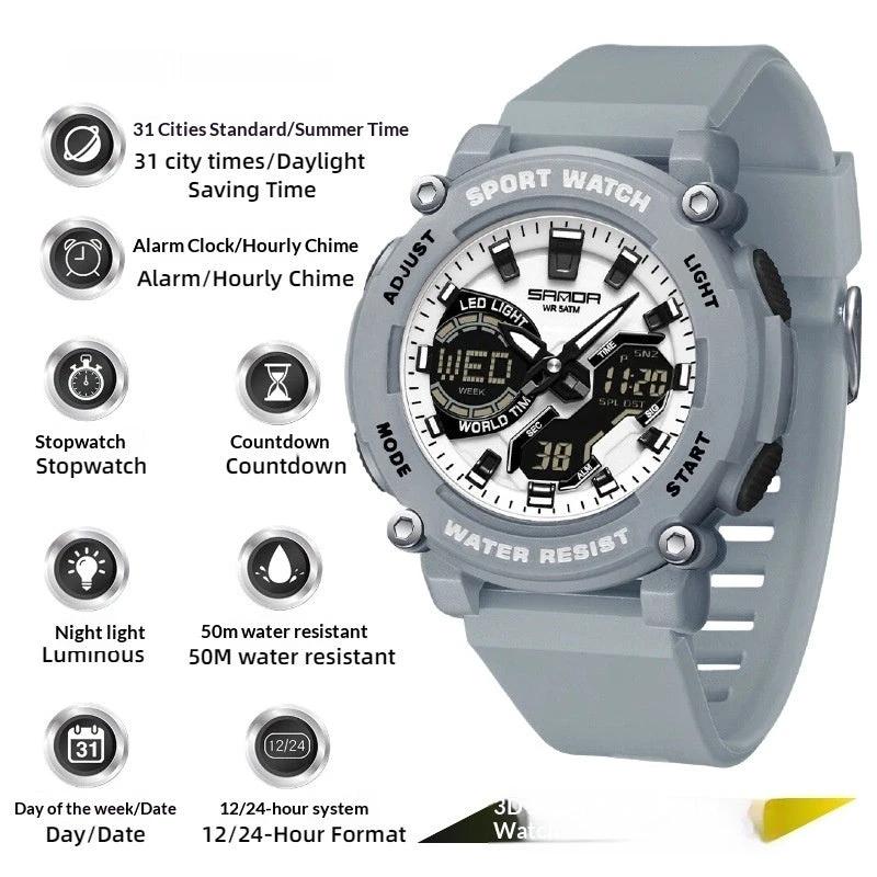 Men's Dual-display Luminous Chronograph Watch For Hiking by GJG Denim