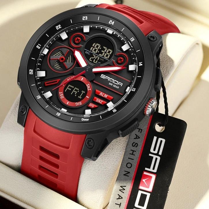 Sports Trend Multifunctional Waterproof Alarm Clock Reminder Electronic Watch For Men by GJG Denim