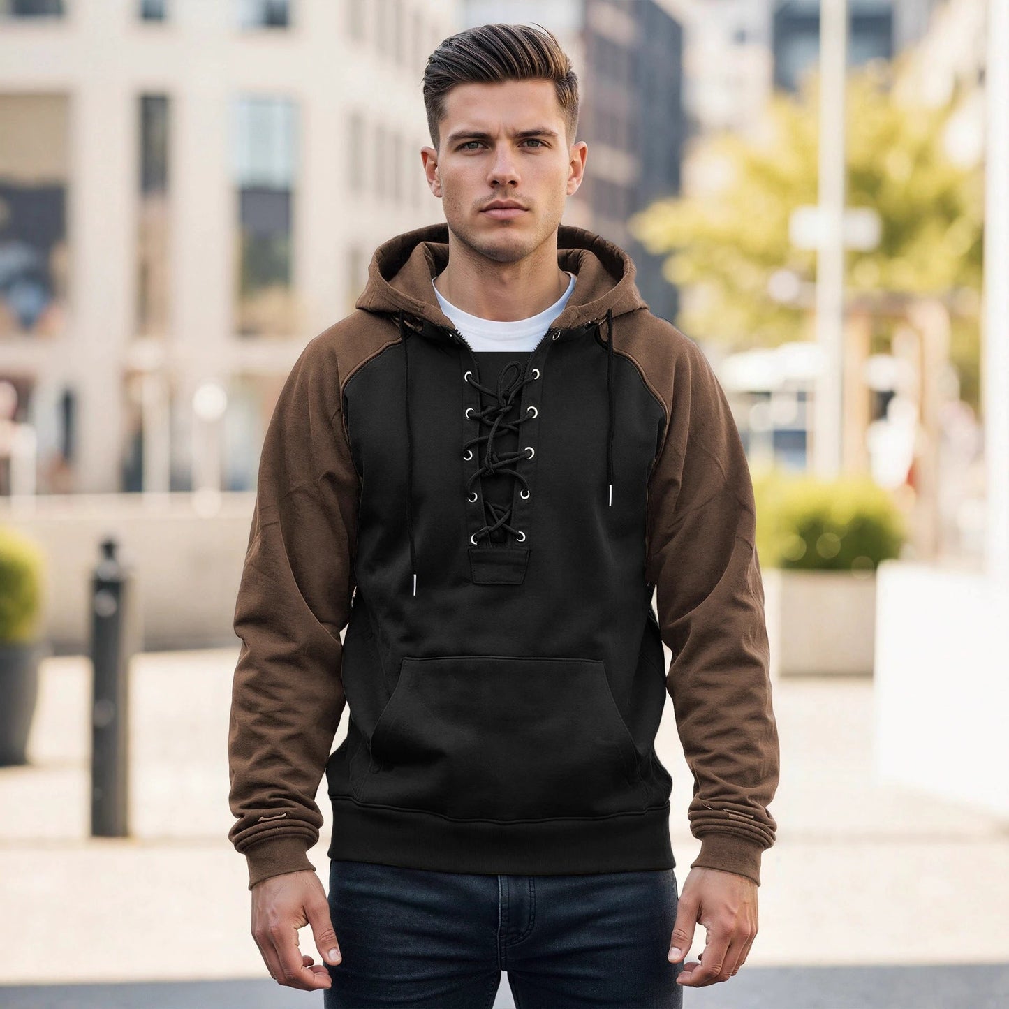 Men's Drawstring Hooded Sweatshirt by GJG Denim