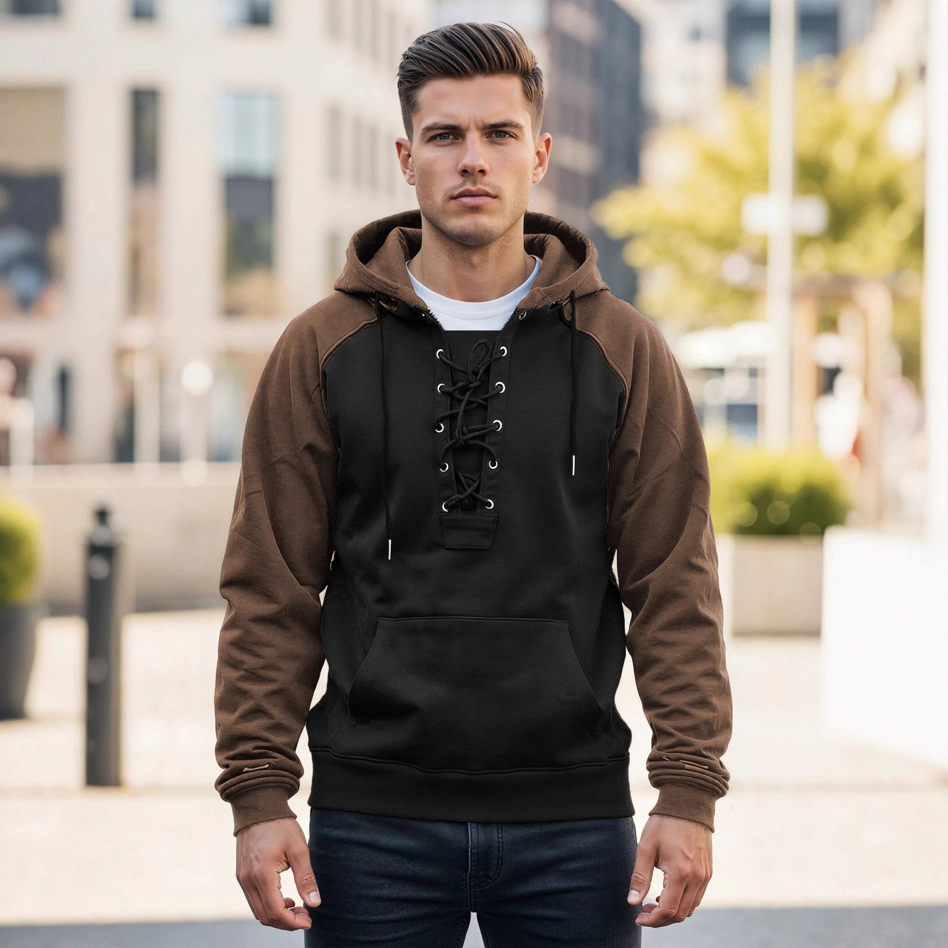 Men's Drawstring Hooded Sweatshirt by GJG Denim