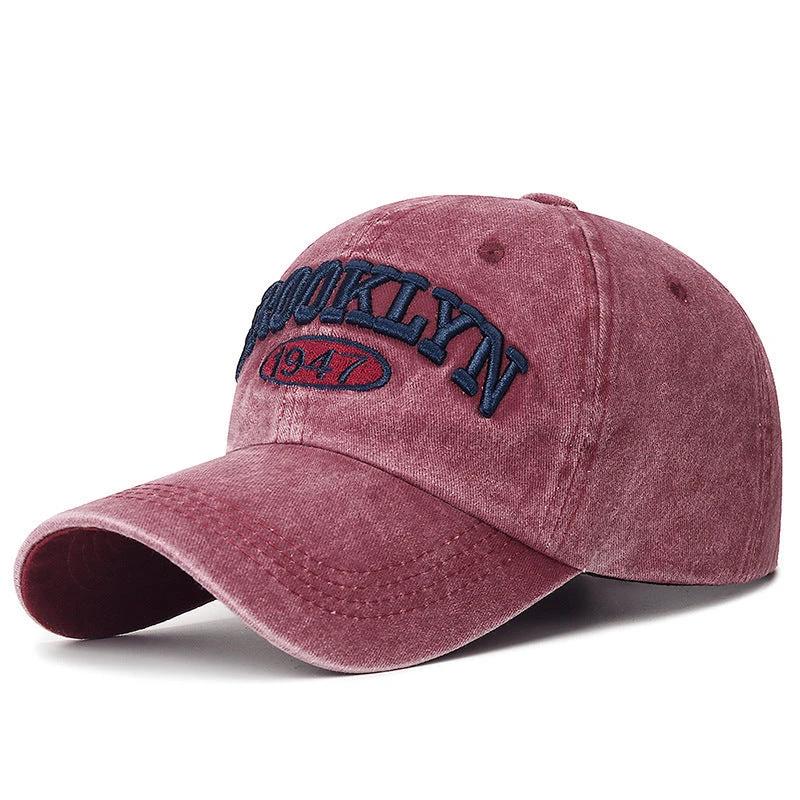 Men's Retro Washed Letters Embroidered Baseball Cap by GJG Denim