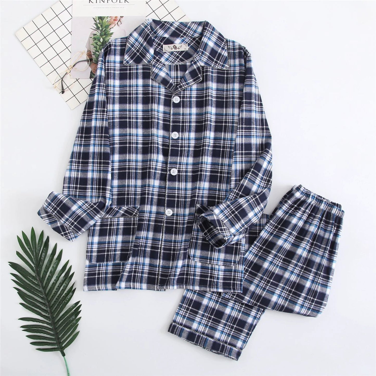 Men's Warm Cloth Flannel Pajama Set by GJG Denim