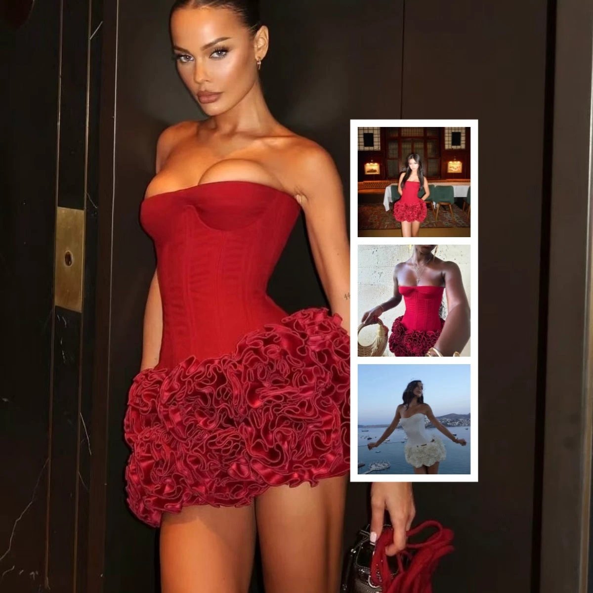 New Strap Adjustable Tube Top Short Skirt Strapless Ball Gown Mini Fashion Celebrity Nightclub Party Dress Birthday Cocktail Girls' Outfit by GJG Denim