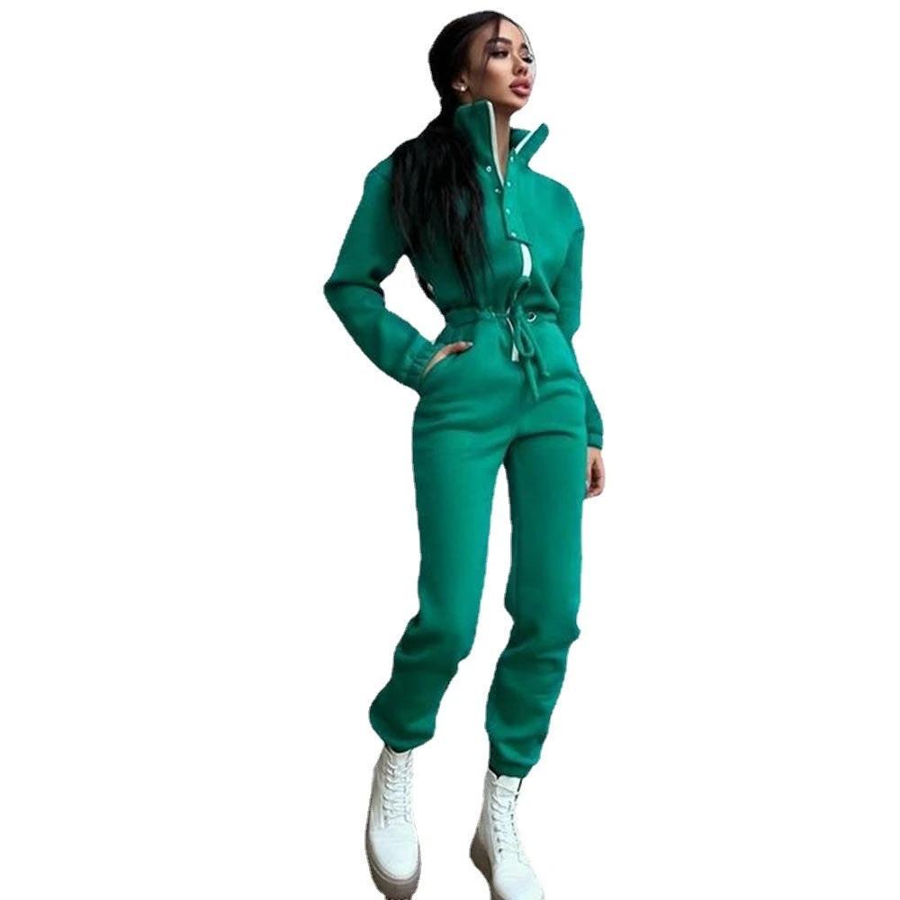 Stand-up Collar Cinched Leisure Jumpsuit by GJG Denim