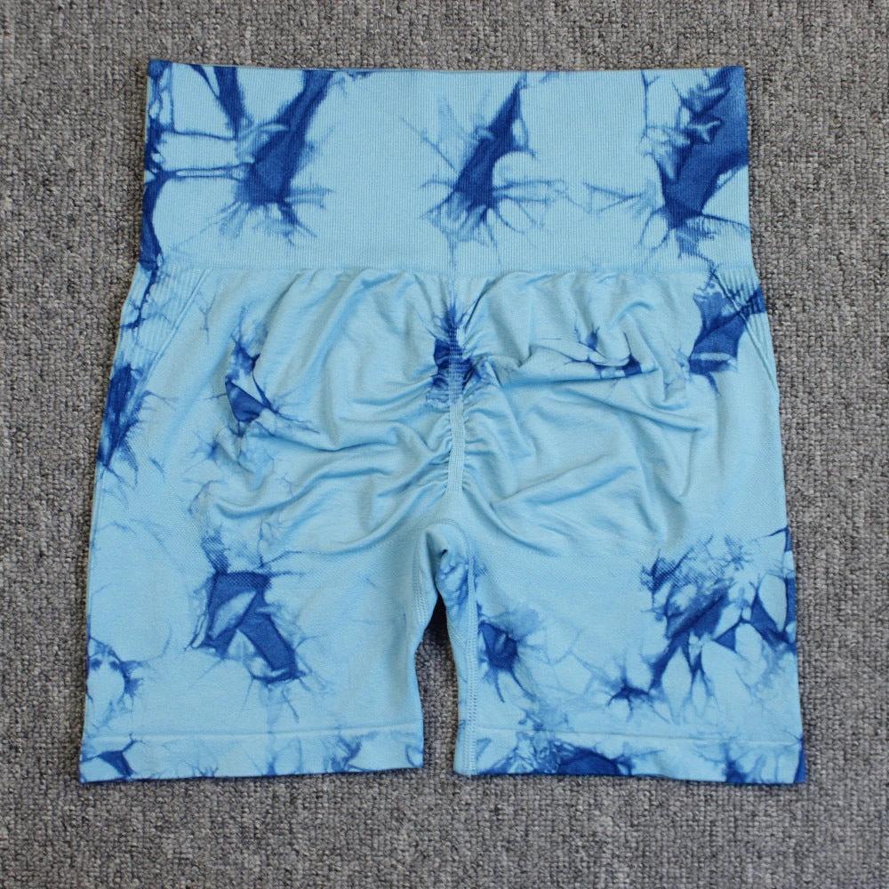 Tie-dye Printed Yoga Pants Summer Quick-drying Fitness Shorts Sexy High-waisted Hip-lifting Leggings Women Pants by GJG Denim