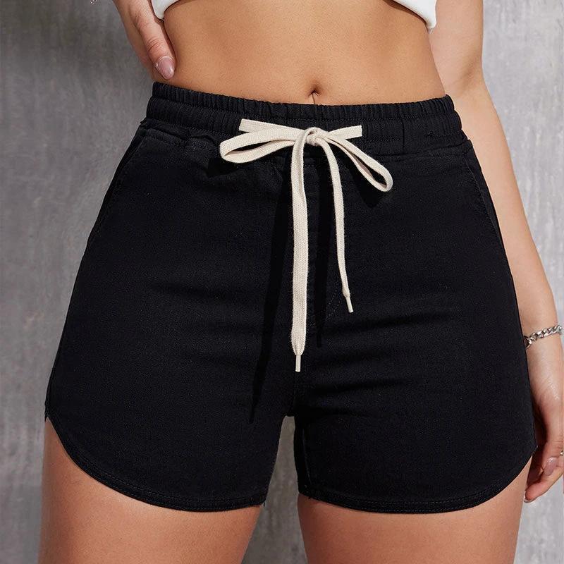Plus Size A- Line Drawstring Denim Shorts For Women by GJG Denim