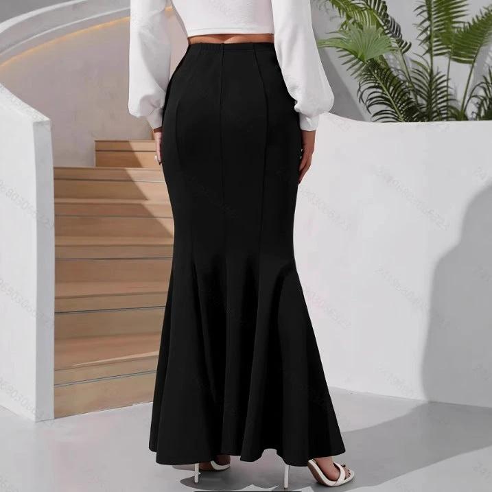 Polyester Temperament Sheath Fishtail Skirt by GJG Denim