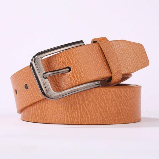 Men's Casual Leather Belt With A Pin Buckle by GJG Denim