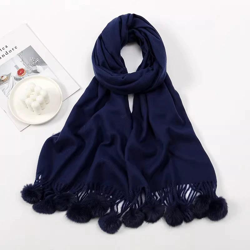Solid Color Cashmere Like Scarf With Fleece Lining For Extra Warmth by GJG Denim