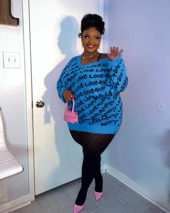 Autumn Winter Women Plus Size Sweater Blouse by GJG Denim
