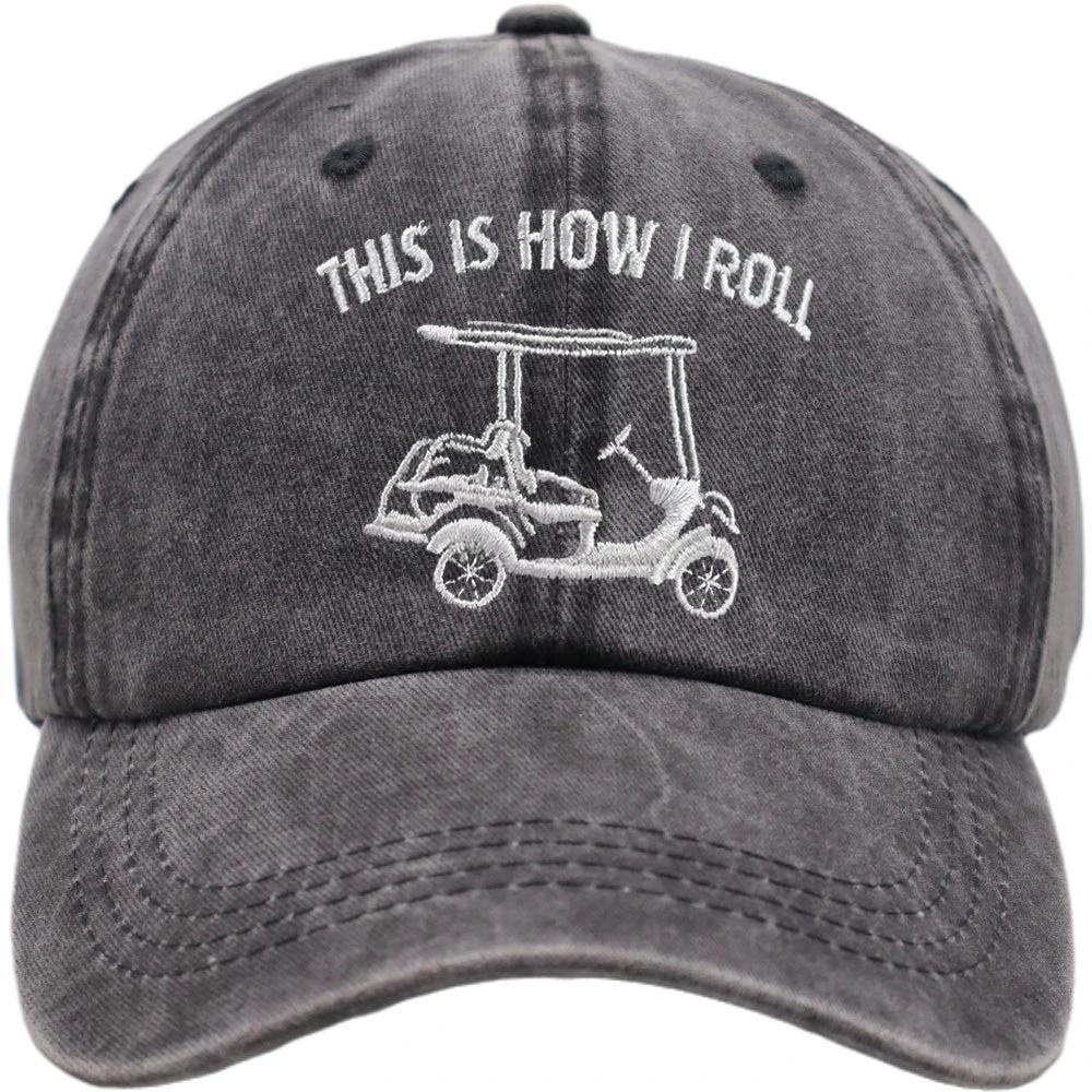 Men's "This Is How I Roll" Golf Cart Baseball Cap by GJG Denim
