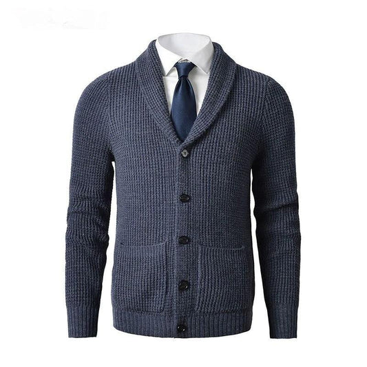 Men's Business Casual Knitted Wool Cardigan by GJG Denim