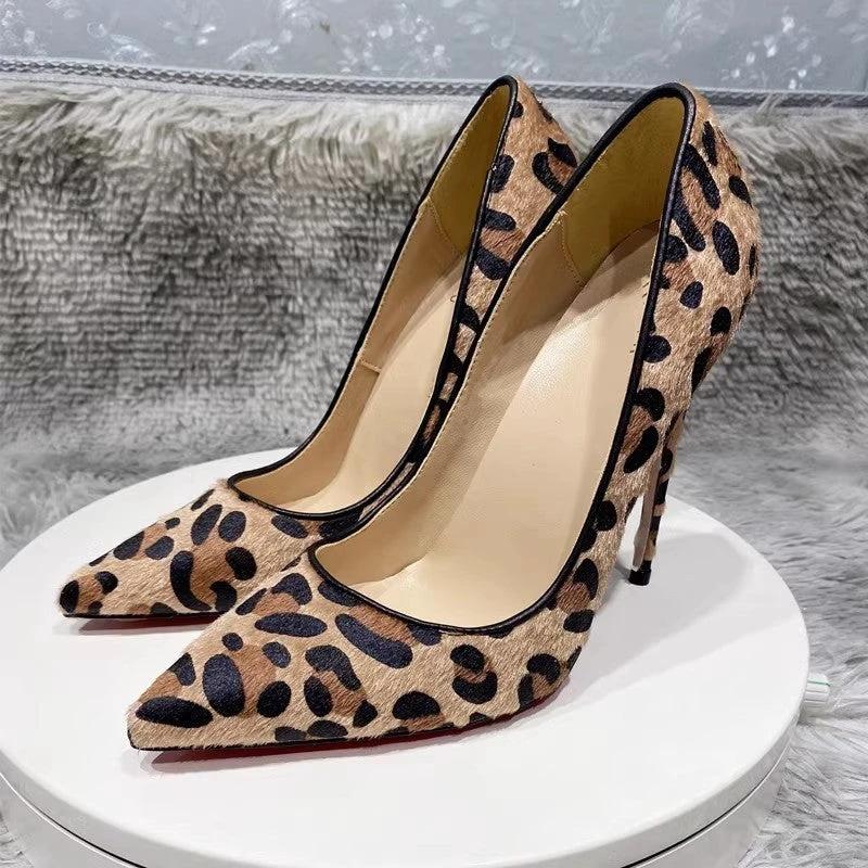 Suede Leopard Print High Heels For Women by GJG Denim