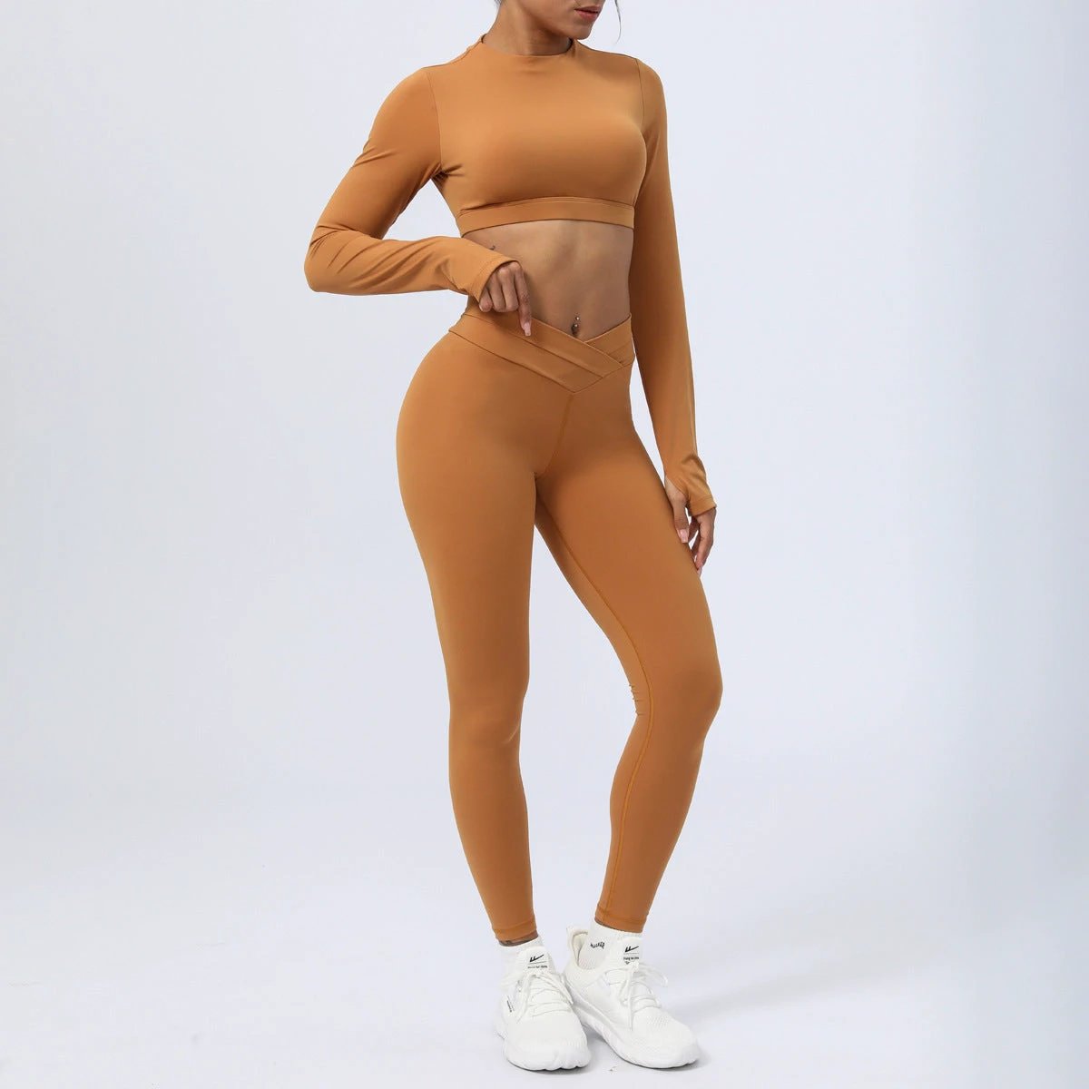 Nude Feel Workout Clothes Suit Cross Strap Showing by GJG Denim