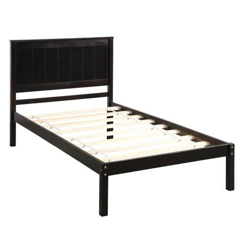 Platform Bed Frame With Headboard, Wood Slat Support, No Box Spring Needed,Twin, Espresso by GJG Denim