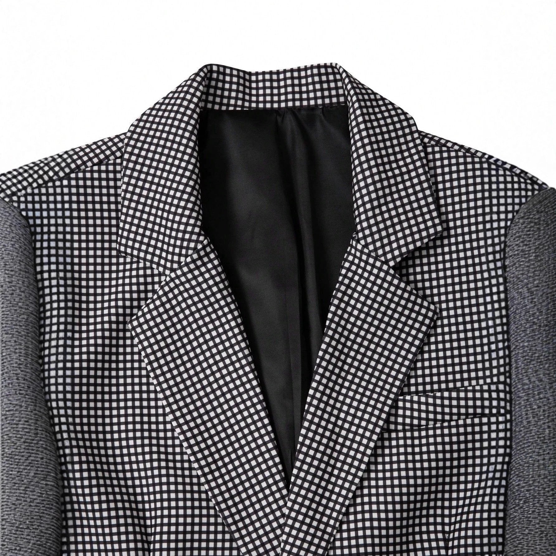 Men's Plaid Slim-Fit Business-Casual Suit Set by GJG Denim