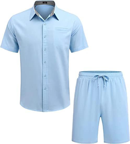 Men's Fashion Casual Shirt Shorts Set by GJG Denim