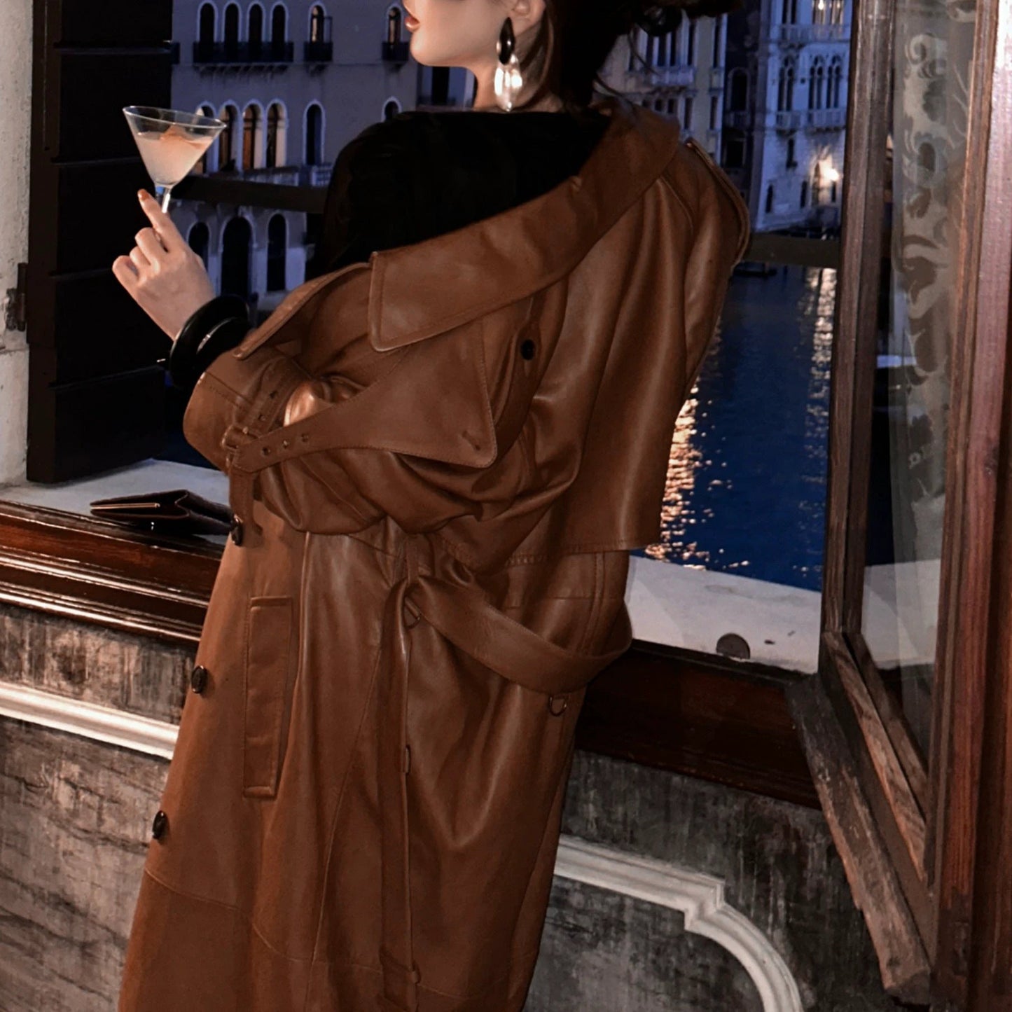 Autumn And Winter New Sheepskin Fried Street Handsome Trench Coat by GJG Denim