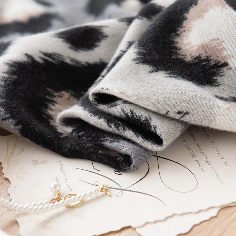 Cashmere-like Leopard Print Scarf Shawl Fashion All-matching by GJG Denim