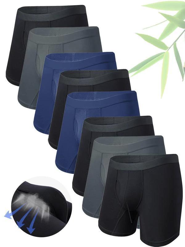 Men's Pure Color Bamboo Fiber Boxing Underwear Breathable by GJG Denim